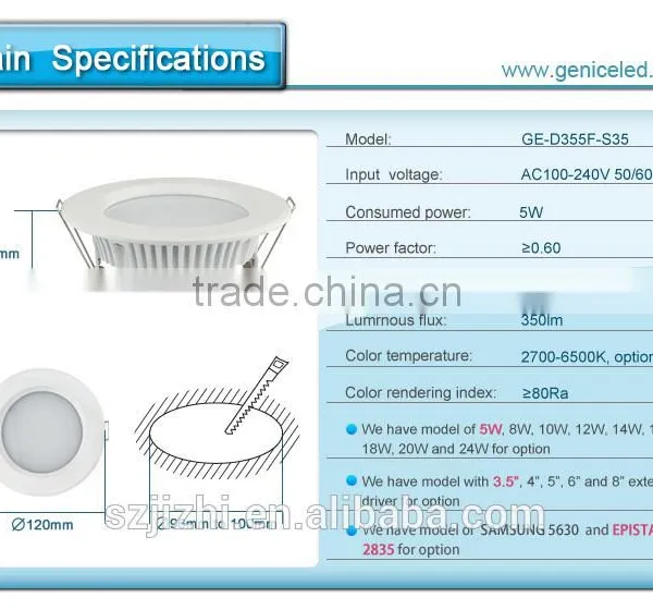 AC100-240V High Quality Non-isloated Driver 3.5inch 5W Led Ceiling Downlights photo-5