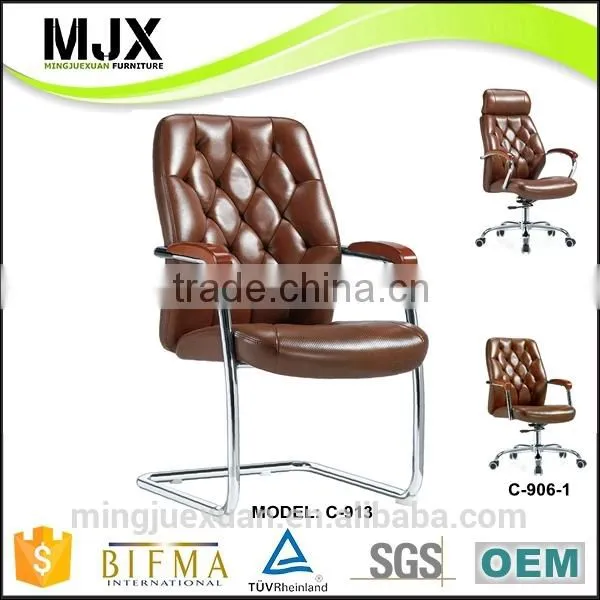Modern Office Furniture Low Price Visitor Chair Black Genuine Leather Office Chair With no Wheels Quality Choice Most Popular photo-2