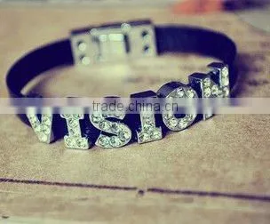 Leather Bracelet With Letter Charms
