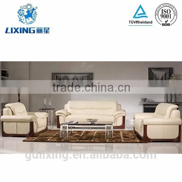 Milk White Genuine Leather 1+2+3 Sectional Sofa photo-2