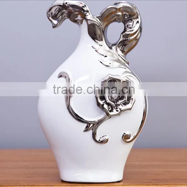 Fine Jingdezhen Porcelain Ceramic White Silver European Vase for Wholsale photo-3
