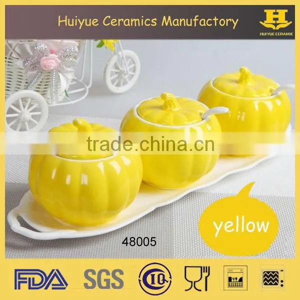 Pumpkin Design Ceramic Salt Sugar Coffee Jar, Ceramic Jar Set Quality Choice photo-2