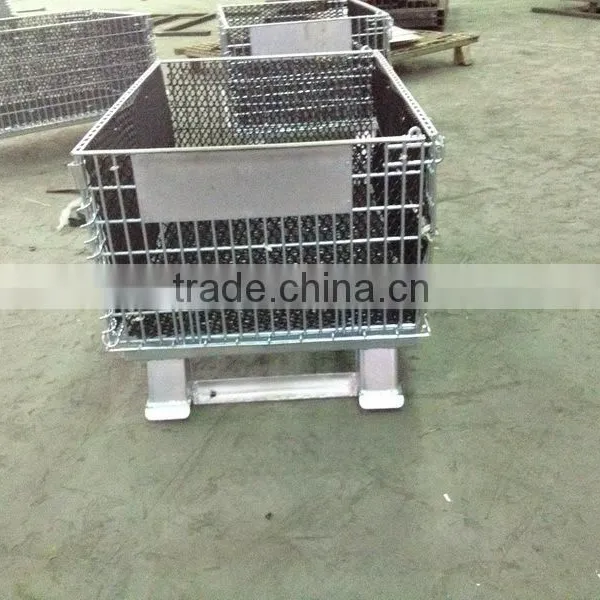 Customed Collapsible and Stackable Wire Mesh Container With Resin Mesh Grid photo-3