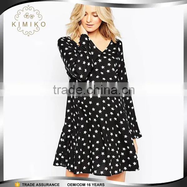 Woman Wear Star Print Pregnant Dress Chiffon Fabrics