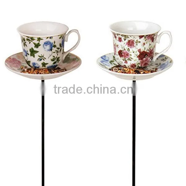 Hanging Teacup Ceramic Bird Feeder photo-3