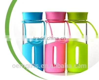 16 Oz. Glass Candy Color Water Bottle With Silicone Strap photo-2