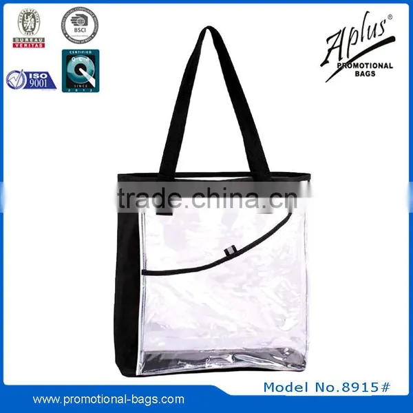 Light Weight Plastic Transparent Reusable Pvc Tote Eco Shopping Bag