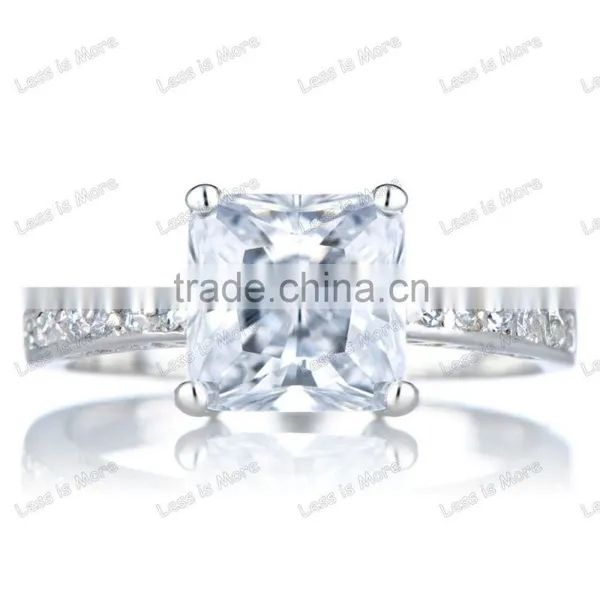 Silver Promise Ring - Clear Princess Cut Big CZ Stone With Colorful Diamond photo-2