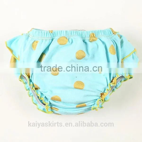 Soft and Save Gold Dot Ruffle Kids Underwear Flower Baby Bloomers Wholesale photo-2