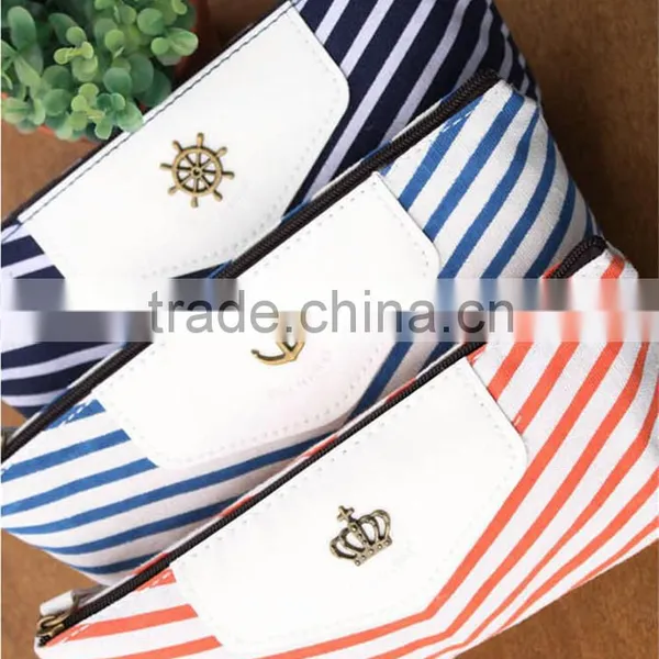 New Canvas Navy Marine Stripe Style Pencil Case Pen Box photo-6