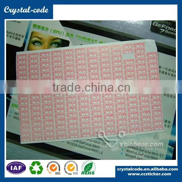 High Quality Multi-color Offset Printing Permanent Adhesive Destructible Sticker photo-4
