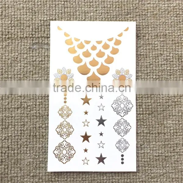Wholesale Gold Silver Color Metallic Tattoo Temporary Gold Hair and Body Tattoo Sticker Factory photo-3