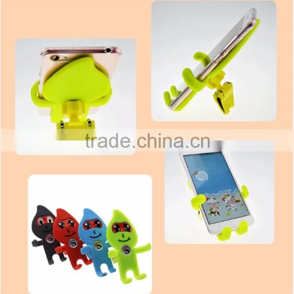 No Charger Desktop Phone Stand Compatible Brand Cartoon Face Multi-functuional Car Holder photo-3