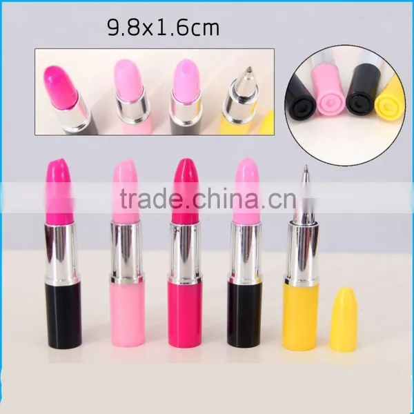 2015 Popular Cute Plastic Cheap Promotional Lipstick Light Ball Pens