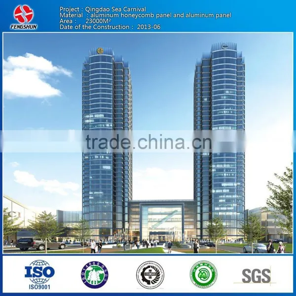 Curtain Wall of Aluminum Panel With Blue and White Procelain Supplier photo-6