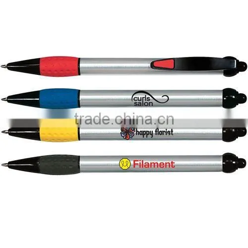Blazer Pen Plastic Ballpoint Pen With Colorful Rubber Grip
