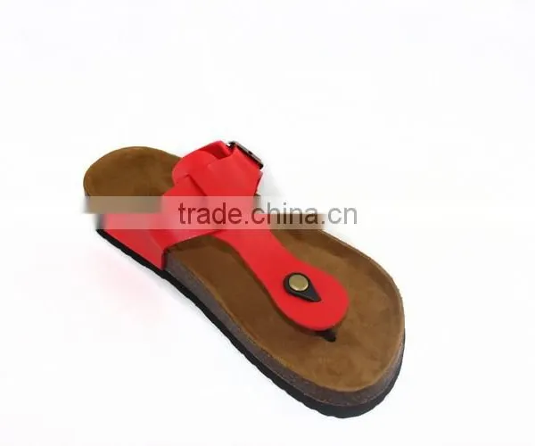 2015 Red Flip-flops Cork Outsole Lady Leather Sandal Shoes photo-4