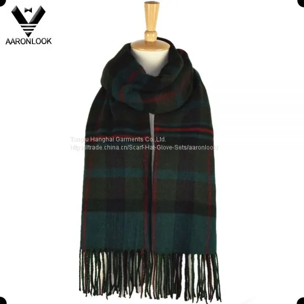2017 Fashion New Unisex Acrylic Cashmere Brushed Stripe Plaid Scarf With Fringes photo-3