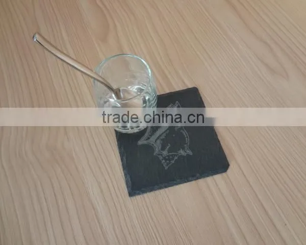 Natural Lazed Black Slate Coaster With Sea Shell Designs photo-5
