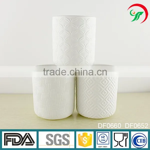 Custom Design Emboss Ceramic Candle Holder,tea Light Candlestick