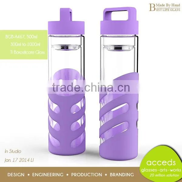Creative Colored 300Ml Glass Juice Bottle With Lid photo-6