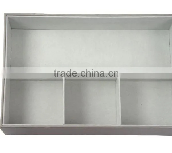 High Quality 4 Compartment Faux Leather Jewelry Storage Box With Flocking Inside photo-2