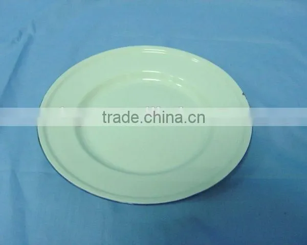 Yellow Cream Green Enamelware Cast Iron Soup Plates Plain photo-3