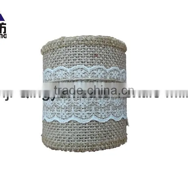 3''*3Y Natural Jute Ribbon With Lace on Spool photo-3
