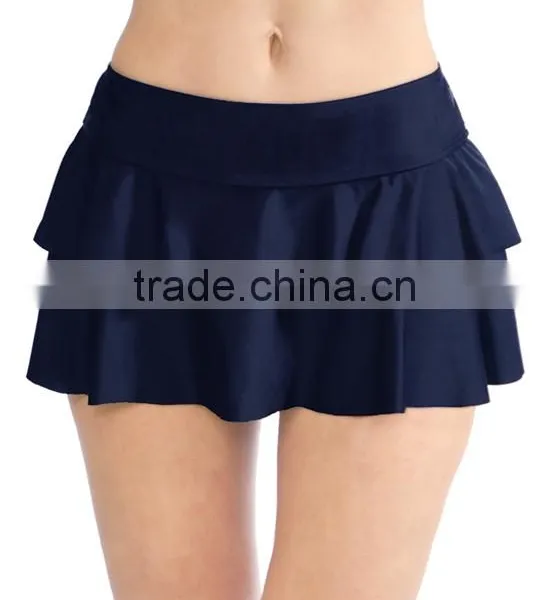Padded Swimwear Bottoms Navy Double-Ruffle Skirted Bikini Bottoms Wholesale Bikinis Woman Swimwear 2017 Custom Swimwear photo-4