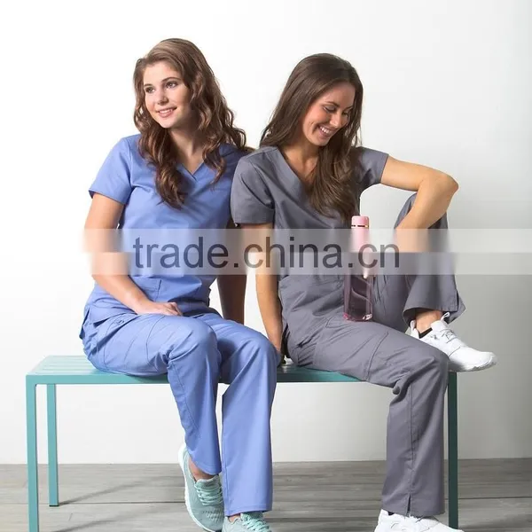 Custom V Neck Hospital Uniform Fitted Clinical Medical Scrubs Uniforms photo-4
