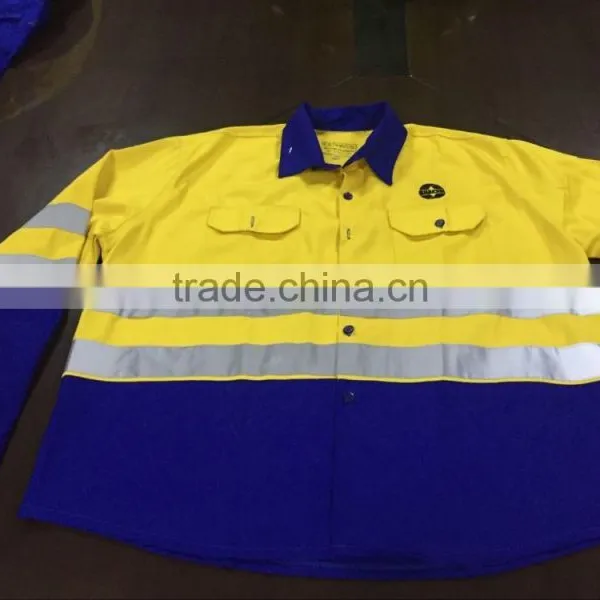 Polycotton His Vis Working Uniform Jacket Pants Reflective Safety Coverall Workwear photo-3