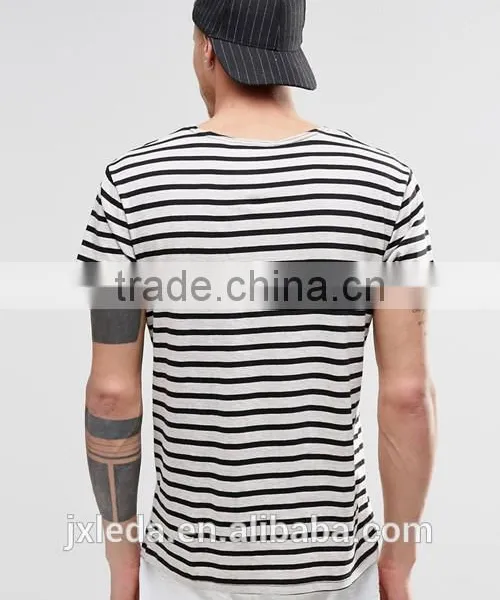 Cheap High Quality Striped Men Crew Neck T-shirt Manufacturers in China photo-2
