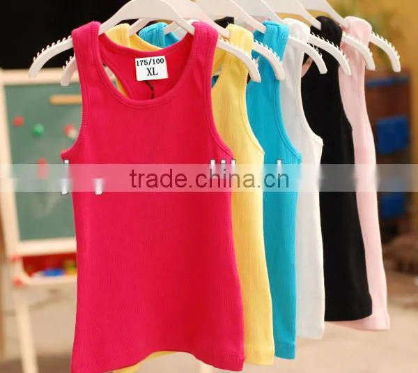 Multi Color Children's Singlet Rib Cotton Blank Vest Tank Tops photo-3