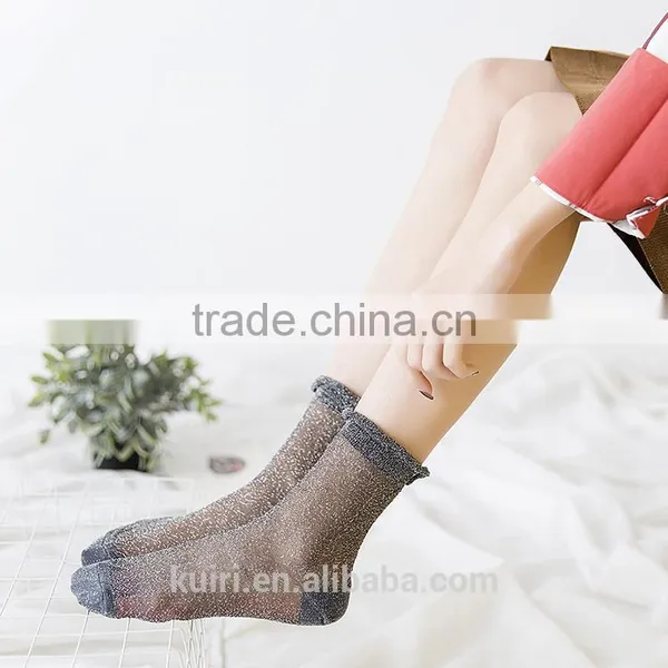 WS-47 2017 Spring New Arrived Korean Fashionable Dress Sexy Gold and Silver Silk Heap Heap Socks Women/Ladies Sox photo-5