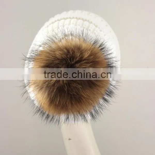 Myfur Wholesale Custom Made Real Fur Pom Winter Hat Women Fur Ball Knit Hat photo-3