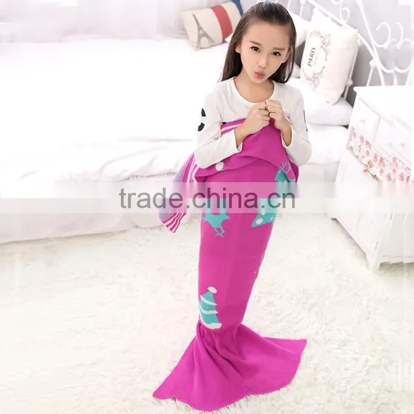 Mermaid Tail Blanket Crochet and Mermaid Blanket for Adult Blue Super Soft All Seasons Sleeping Blankets photo-4
