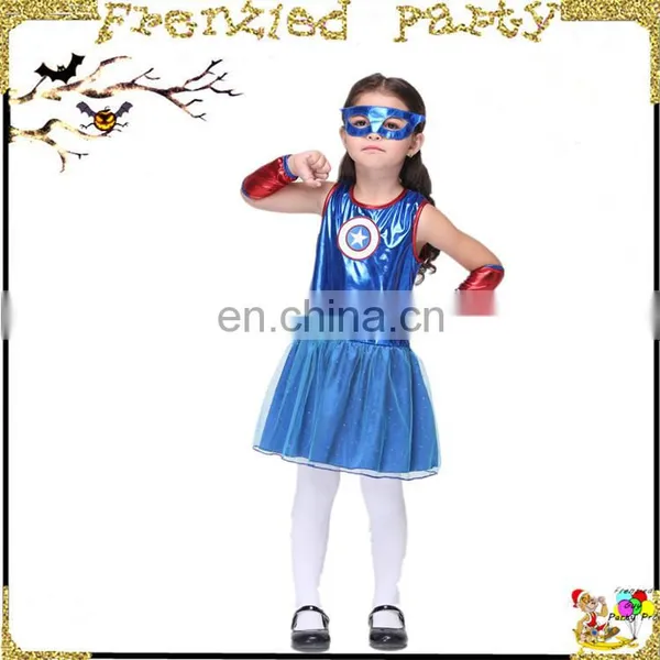 Wholesale Girl Fancy Party Captain America Costume FGCC-0149 photo-3