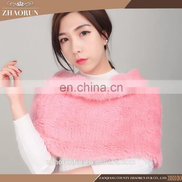 Wholesale Colorful Knitted Mink Fur Scarf Pretty Knitted Mink Fur Snood photo-3