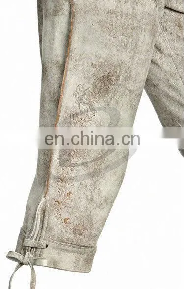 Lederhosen, Kniebund Hosen, Men Ledersosen Trachten Lederhosen Leather Pants With Suspenders(Bavarian Garments) photo-3