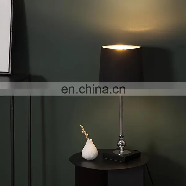 New Arrival High Quality Bedside Decoration Metal Reading Lamps Elegant Black Cotton Table Lamp photo-5