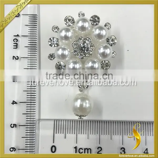 Vintage Pearl and Crystal Shoe Brooches Rhinestone Wedding Brooch for Sale FB-082 photo-3