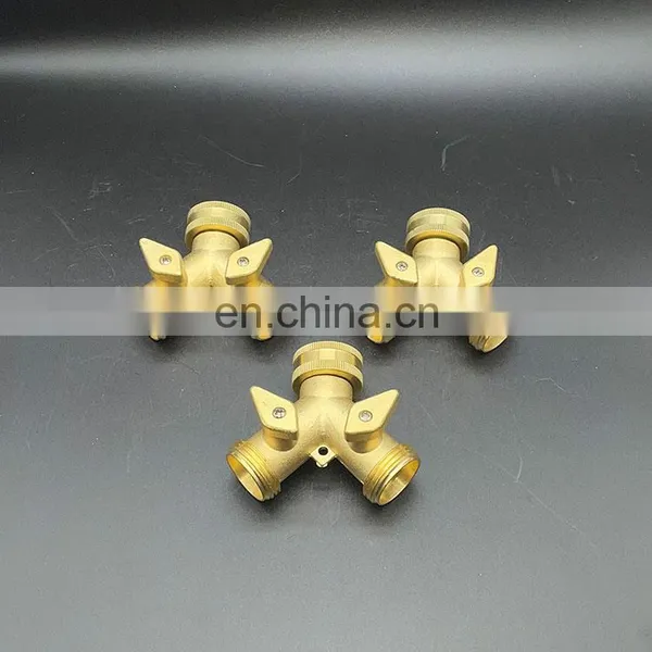 Hose Splitter Garden Watering Hose Quick Release Connector 2-Way Brass Shut-Off Ball Valve photo-3