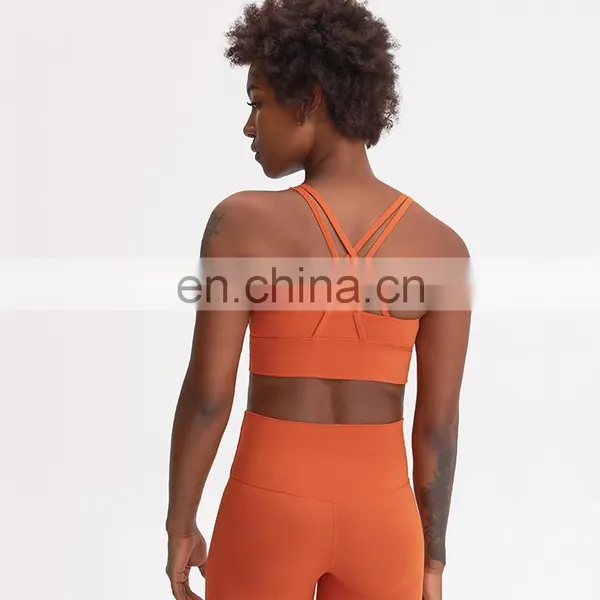 OEM Service New 2 Pieces Cross Strap Sports Bra Women Fitness Gym Wear Nude Feeling Athletic Workout Leggings Yoga Sets photo-4