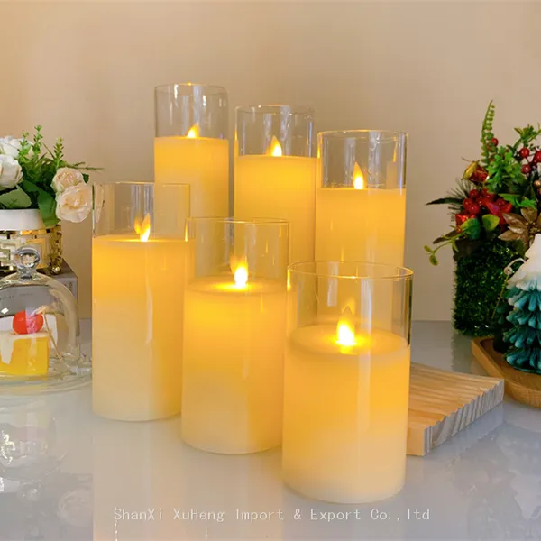 Wholesale Hot Selling Simulation Flame Transparent Candle Set Electroplated Clear Glass LED Candle With Remote Control photo-5