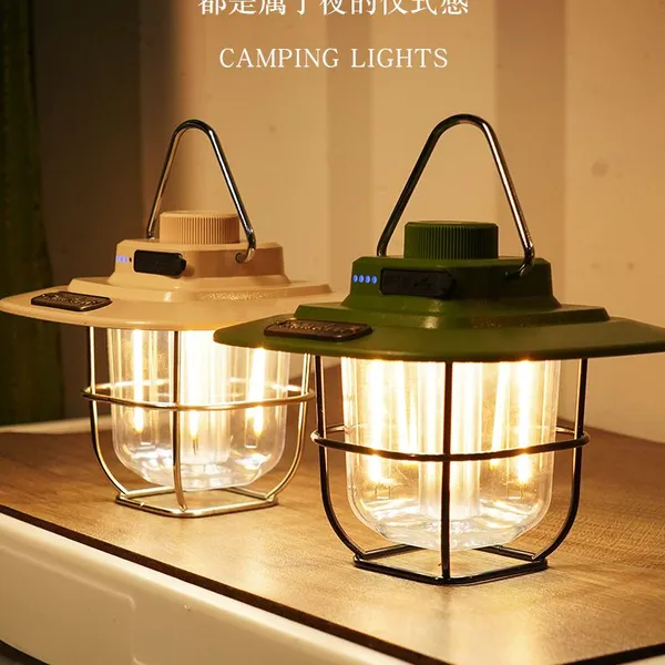 Retro Portable Horse Lantern Portable Tent Camping Light Multi functional Charging Outdoor Camping LED Light Emergency Power Supply