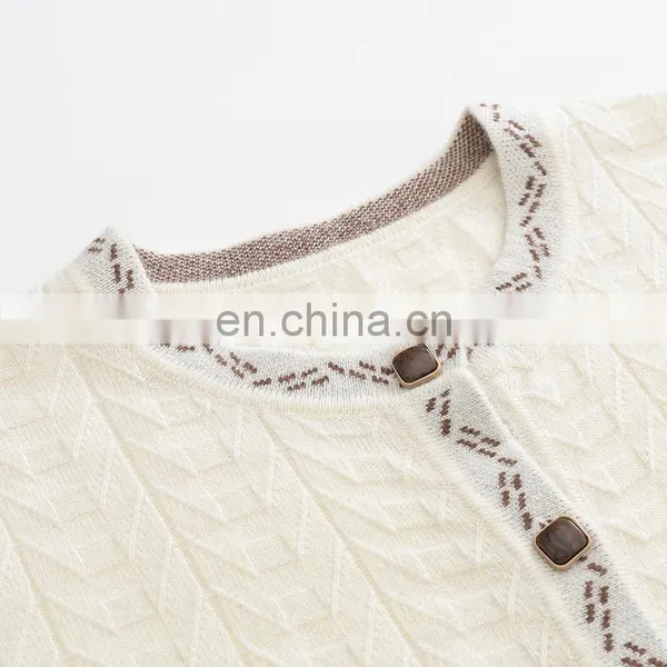 2024 Ladies Cardigan Soft Single Breasted Cashmere Sweater OEM Service Winter Casual Solid Pattern New Style photo-3