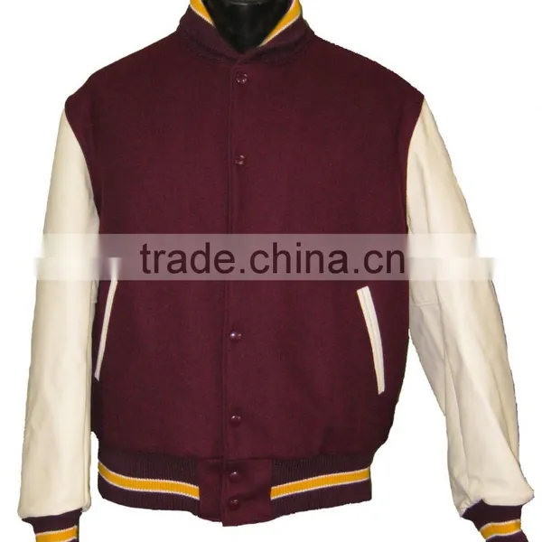 Classic Varsity Letterman College Jacket Premium 100% Wool