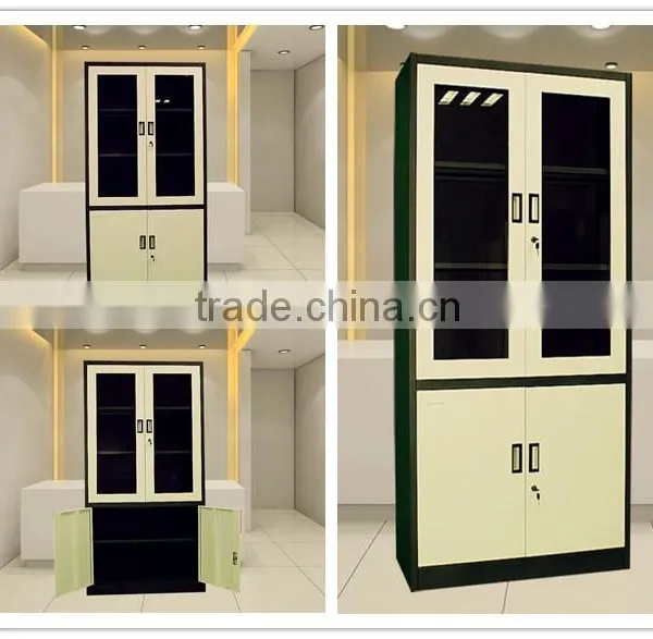 High Quality Swivel Mirror Steel Master File Cabinets Glass Swing Door Pantry Filing Cabinet photo-3