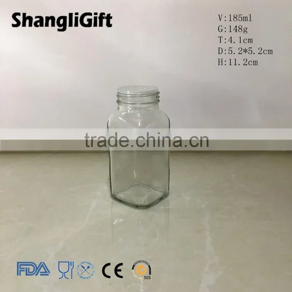 185ml Clear Glass Spice Jar Pepper Bottle With Shaker