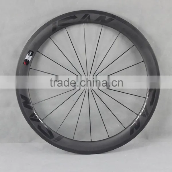 700c Ican Carbon Fiber Bike Wheels 56mm Clincher Road Bicycle Wheel With Glossy Logos W56C photo-3